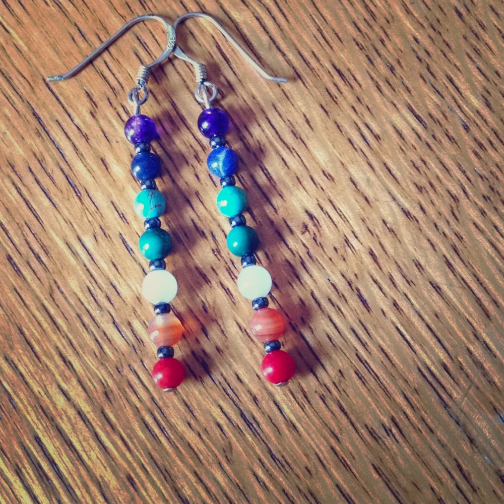 Rainbow Chakra Earrings with Hematite!